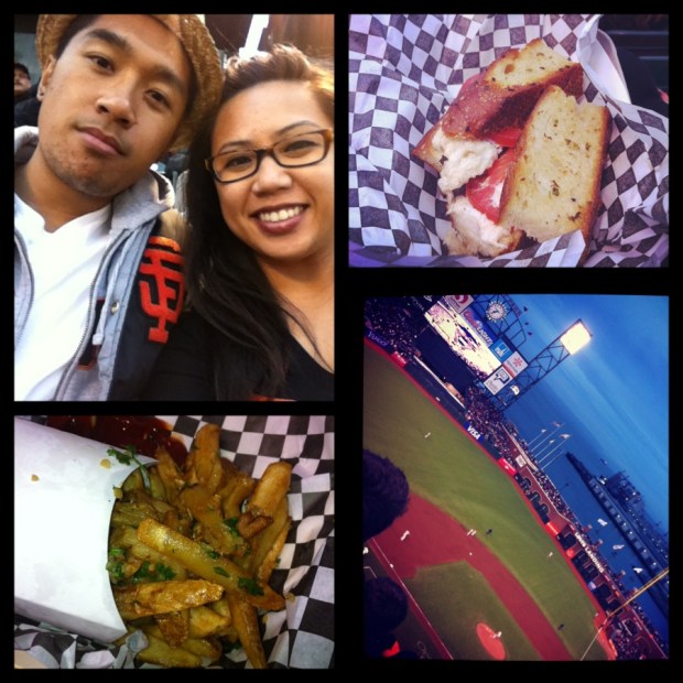 (Top Left) My Lady & I - (Top Right) Crazy Crab Sandwich - (Bottom Left) Garlic Fries -  (Bottom Right) AT&T Park